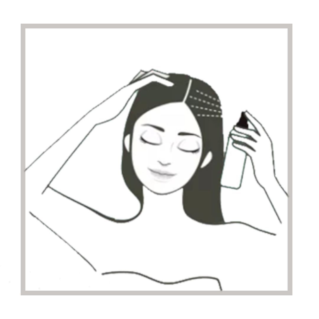 ilustración de mujer aplicando producto al cabello